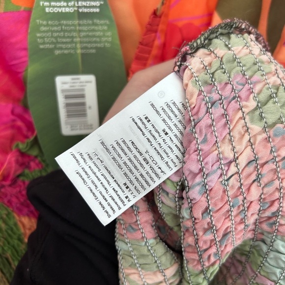 Farm Rio Sweet Forest Long Sleeve Mini Dress Orange Pink Size M NEW - Picture 9 of 12